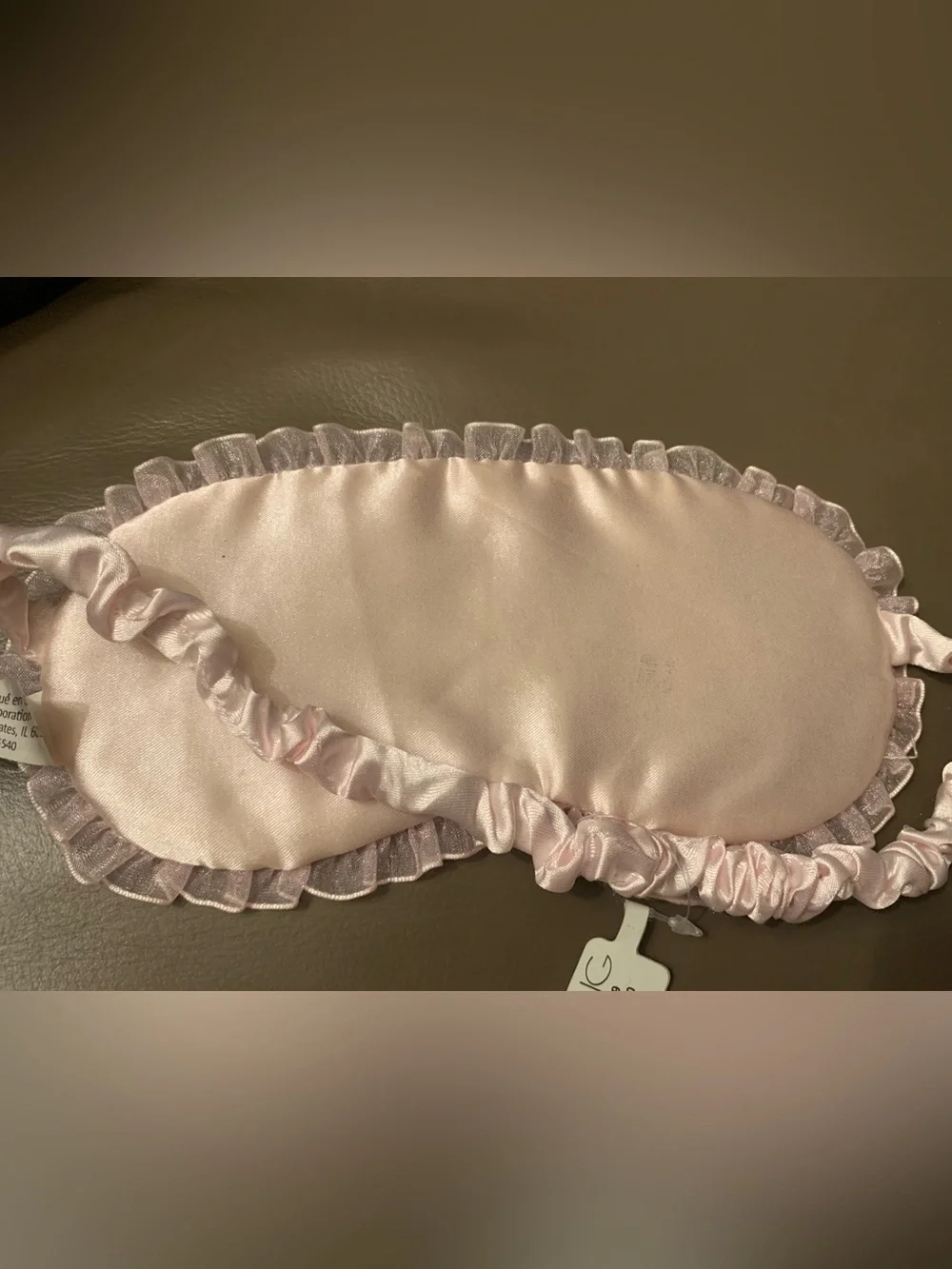 Icing Pink Satin Ruffled Sleep Eye Mask “WAKE ME FOR PROSECCO”
